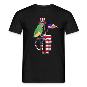 Drôle de fête patriotique Perroquet 4 juillet - T-shirt homme - noir - Devant - AI Model Male 178 light (178cm)