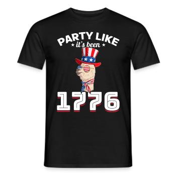 Funny Llama 4th of July Party Like It's Been 1776 - Männer T-Shirt - Schwarz - Vorne - AI Model Male 178 light (178cm)