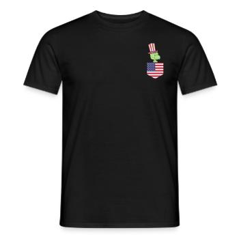Journée patriotique Dino Drapeau américain Dino Pocket 4 juillet - T-shirt homme - noir - Devant - AI Model Male 178 light (178cm)