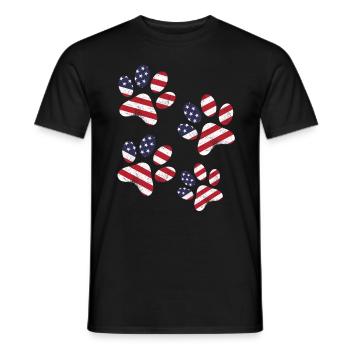 4th Of July Dog Paws US Flag Patriotic Day Dog - Men's T-Shirt - black - Front - AI Model Male 178 light (178cm)