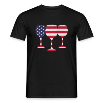 4 juillet Fête Fête patriotique Vin Drapeau américain 4ème - T-shirt homme - noir - Devant - AI Model Male 178 light (178cm)
