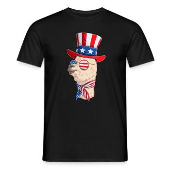 Funny Llama 4th of July Party Llama Patriotic Day - Men's T-Shirt - black - Front - AI Model Male 178 light (178cm)