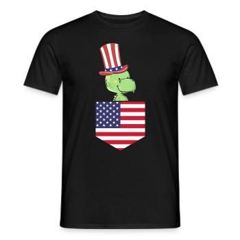 Dino Patriotic Day Drapeau américain Dino Pocket 4 juillet - T-shirt homme - noir - Devant - AI Model Male 178 light (178cm)