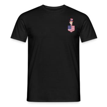 Patriotic Day Llama US Flag Llama Pocket 4th of - Men's T-Shirt - black - Front - AI Model Male 178 light (178cm)