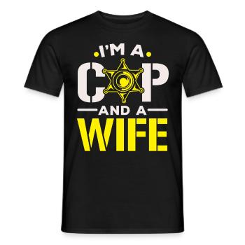 Je suis un policier et une épouse Police Poli - T-shirt homme - noir - Devant - AI Model Male 178 light (178cm)