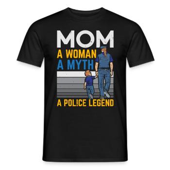 Mama A woman A myth A police legend - Men's T-Shirt - black - Front - AI Model Male 178 light (178cm)