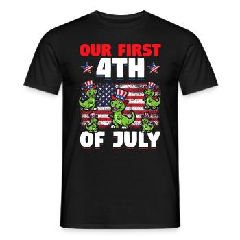 Patriotic Dino Notre Premier 4 Juillet Patriotique - T-shirt homme - noir - Devant - AI Model Male 178 light (178cm)