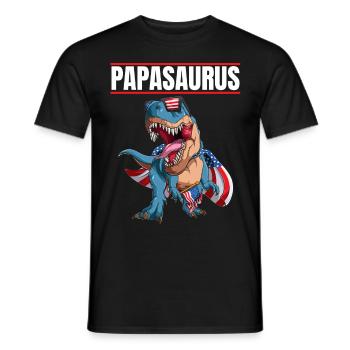 Papasaurus Patriotic Dinosaur Papa avec drapeau Cape - T-shirt homme - noir - Devant - AI Model Male 178 light (178cm)