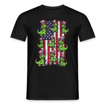 Patriotic Dino US Flag 4th Of July Party Dinosaur - Männer T-Shirt - Schwarz - Vorne - AI Model Male 178 light (178cm)