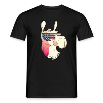 Journée patriotique Lama Drapeau américain 4 juillet Patriotique - T-shirt homme - noir - Devant - AI Model Male 178 light (178cm)