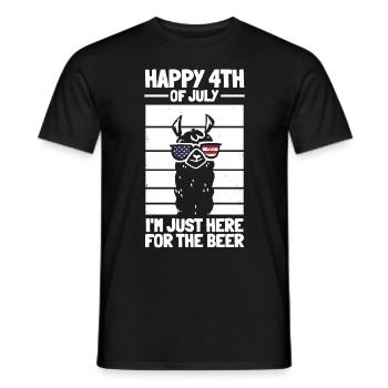 Happy 4th of July I'm Just Here For The Beer Llama - Men's T-Shirt - black - Front - AI Model Male 178 light (178cm)