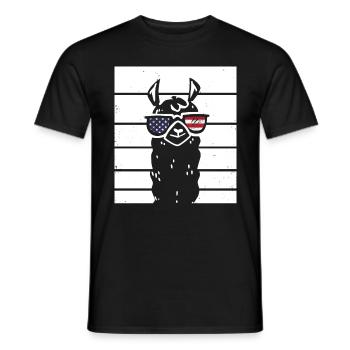 Patriotic Llama with Sunglasses US Flag 4th Of - Men's T-Shirt - black - Front - AI Model Male 178 light (178cm)