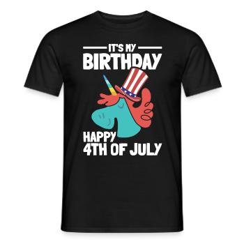 Birthday Party Unicorn It's My Birthday Happy 4th - Männer T-Shirt - Schwarz - Vorne - AI Model Male 178 light (178cm)