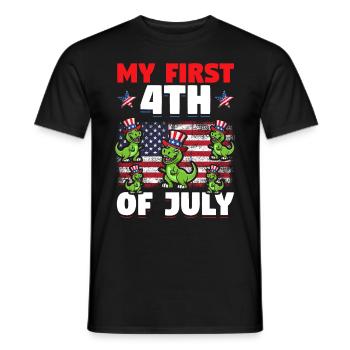 Patriotic Dino Mon premier 4 juillet Patriotique - T-shirt homme - noir - Devant - AI Model Male 178 light (178cm)