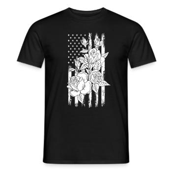 4 juillet Fleur de fête Drapeau américain Journée patriotique 4 - T-shirt homme - noir - Devant - AI Model Male 178 light (178cm)