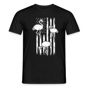 Flamingo Patriotic US Flag 4th Of July Flamingo - Männer T-Shirt - Schwarz - Vorne - AI Model Male 178 light (178cm)