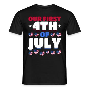 American Flag Hearts 4th Of July Party Our First - Männer T-Shirt - Schwarz - Vorne - AI Model Male 178 light (178cm)
