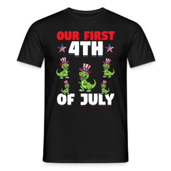 Patriotic Dino Patriotic Dinosaur Our First 4th Of - Männer T-Shirt - Schwarz - Vorne - AI Model Male 178 light (178cm)