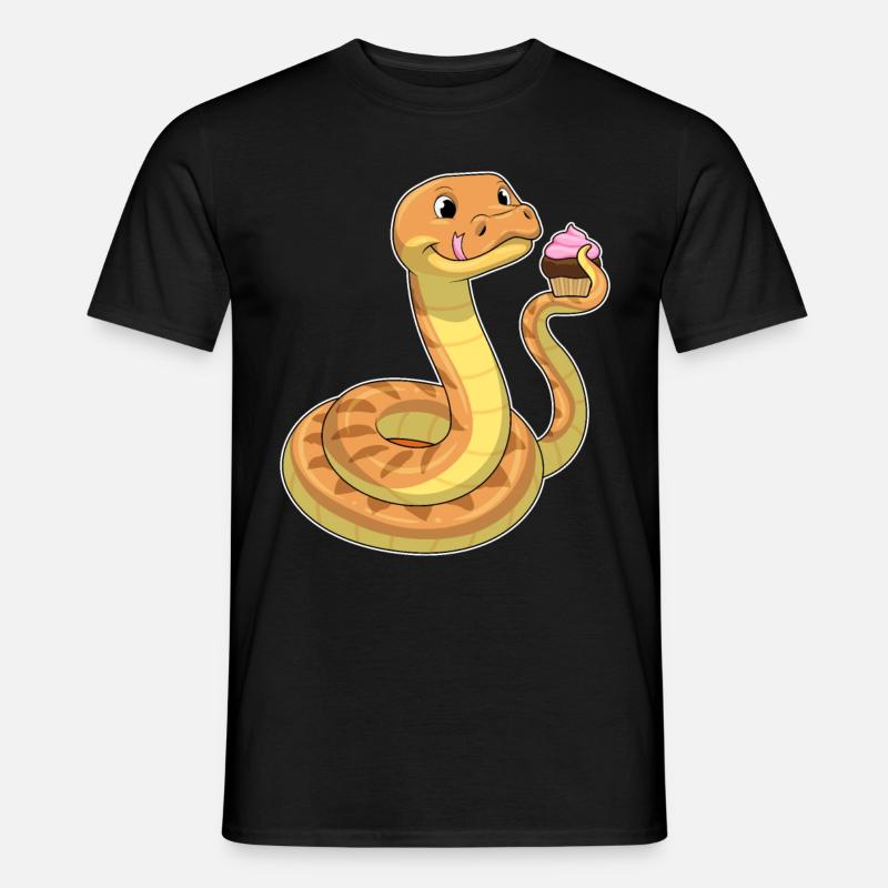 Schlange mit Muffin - Männer T-Shirt - Schwarz