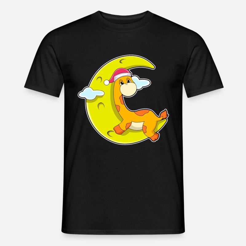 Giraffe sleeping with moon - Men's T-Shirt - black