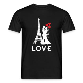 L’amour sur la Tour Eiffel Paris France Français - T-shirt homme - noir - Devant - AI Model Male 178 light (178cm)
