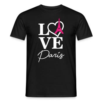 Love Paris Tour Eiffel Français France - T-shirt homme - noir - Devant - AI Model Male 178 light (178cm)