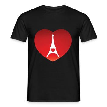 Cœur de la Tour Eiffel pour Paris France et Français - T-shirt homme - noir - Devant - AI Model Male 178 light (178cm)