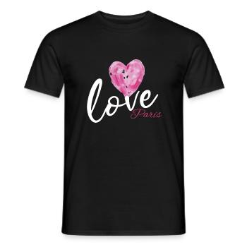 Heart for Paris in France and French - Men's T-Shirt - black - Front - AI Model Male 178 light (178cm)