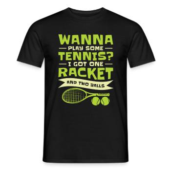 Joueur de tennis Raquette de tennis Balle de tennis - T-shirt homme - noir - Devant - AI Model Male 178 light (178cm)