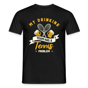 Joueur de tennis Raquette de tennis Balle de tennis - T-shirt homme - noir - Devant - AI Model Male 178 light (178cm)