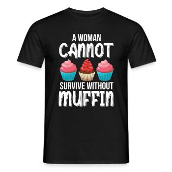 Muffin without can not woman - Men's T-Shirt - black - Front - AI Model Male 178 light (178cm)