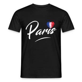 Paris France French Bonjour - Men's T-Shirt - black - Front - AI Model Male 178 light (178cm)