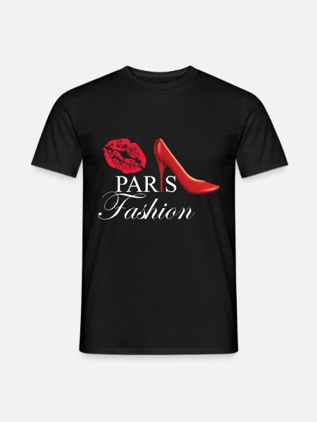 Paris Fashion Kussmund Frankreich - Männer T-Shirt - Schwarz
