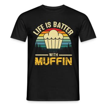 Muffin Retro Vintage Leben ist besser - Männer T-Shirt - Schwarz - Vorne - AI Model Male 178 light (178cm)