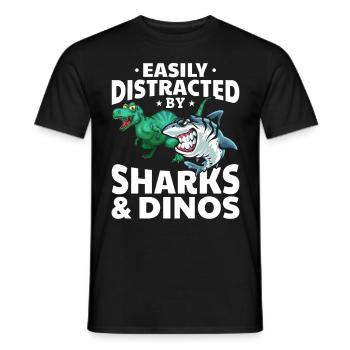 Great White Shark Dino I am easily blown away by sharks - Men's T-Shirt - black - Front - AI Model Male 178 light (178cm)