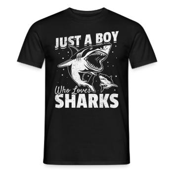 Great White Shark Sharkfish Ich bin nur ein Junge, - Männer T-Shirt - Schwarz - Vorne - AI Model Male 178 light (178cm)