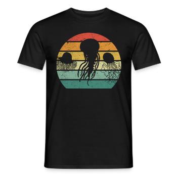 Retro Jellyfish Sunset Jellyfish Lovers - Men's T-Shirt - black - Front - AI Model Male 178 light (178cm)