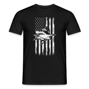 Hai amerikanische Flagge Haifisch US-Flagge Great - Männer T-Shirt - Schwarz - Vorne - AI Model Male 178 light (178cm)
