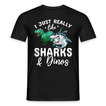 Great White Shark Dinosaur I like sharks & dinosaurs - Men's T-Shirt - black - Front - AI Model Male 178 light (178cm)