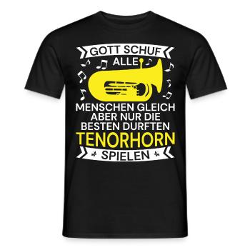 Tenorhorn Blechblasinstrument Musikinstrument - Männer T-Shirt - Schwarz - Vorne - AI Model Male 178 light (178cm)