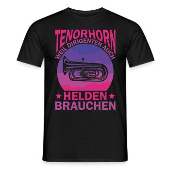 Tenorhorn Blechblasinstrument Musikinstrument - Männer T-Shirt - Schwarz - Vorne - AI Model Male 178 light (178cm)
