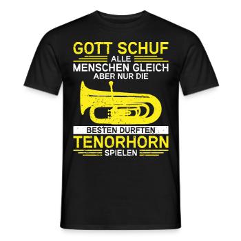 Tenorhorn Blechblasinstrument Musikinstrument - Männer T-Shirt - Schwarz - Vorne - AI Model Male 178 light (178cm)