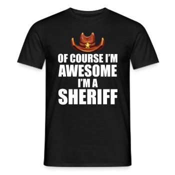 Sheriff mit Hut Sheriffstern und Revolver - Männer T-Shirt - Schwarz - Vorne - AI Model Male 178 light (178cm)