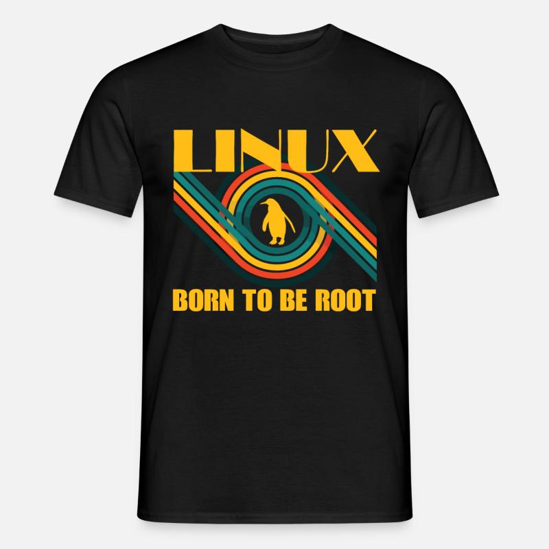 Born To Be Root Linux Retro Pinguin Nerd Geek - Männer T-Shirt - Schwarz