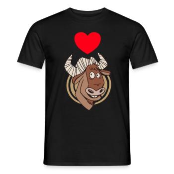 Gnous Antelope Afrique Animal avec cœur - T-shirt homme - noir - Devant - AI Model Male 178 light (178cm)
