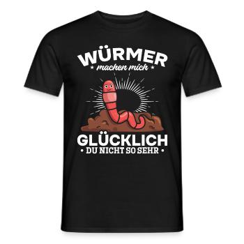 Würmer machen mich glücklich Du nicht so sehr - - Männer T-Shirt - Schwarz - Vorne - AI Model Male 178 light (178cm)