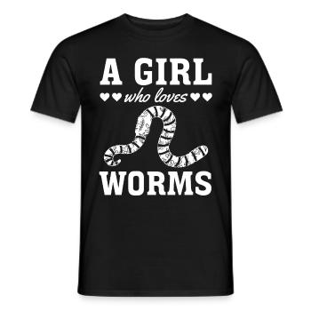 Nettes Wurmmädchen Ich Ein Mädchen, das Würmer - Männer T-Shirt - Schwarz - Vorne - AI Model Male 178 light (178cm)
