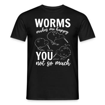 Les vers me rendent heureux tu ne me rends pas si drôle - T-shirt homme - noir - Devant - AI Model Male 178 light (178cm)