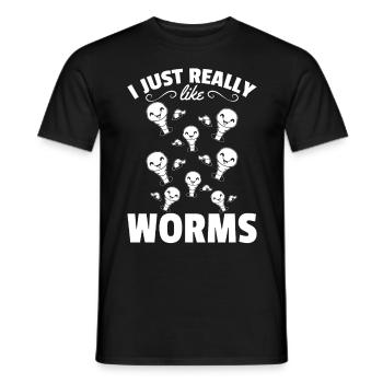 Happy Worm Compost Worm Lover I like worms - Men's T-Shirt - black - Front - AI Model Male 178 light (178cm)