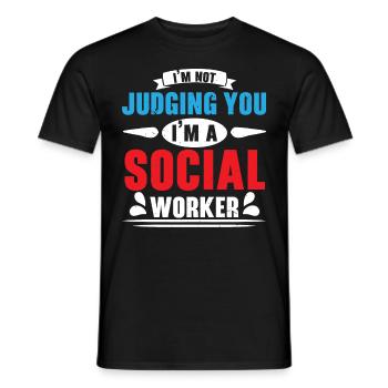 Je ne vous condamne pas, je suis travailleur social - T-shirt homme - noir - Devant - AI Model Male 178 light (178cm)